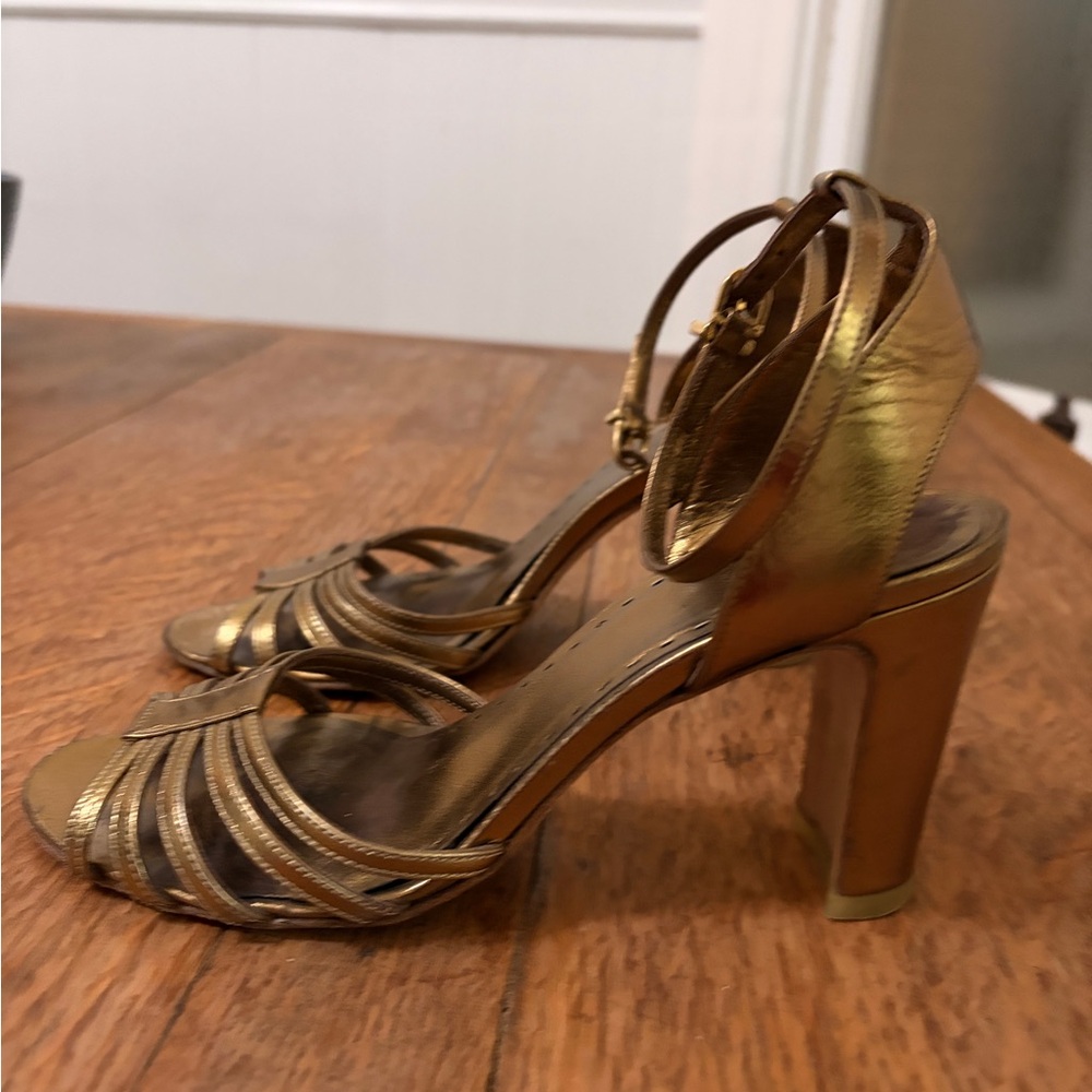 Barneys New York CO-OP Gold Strappy Heels